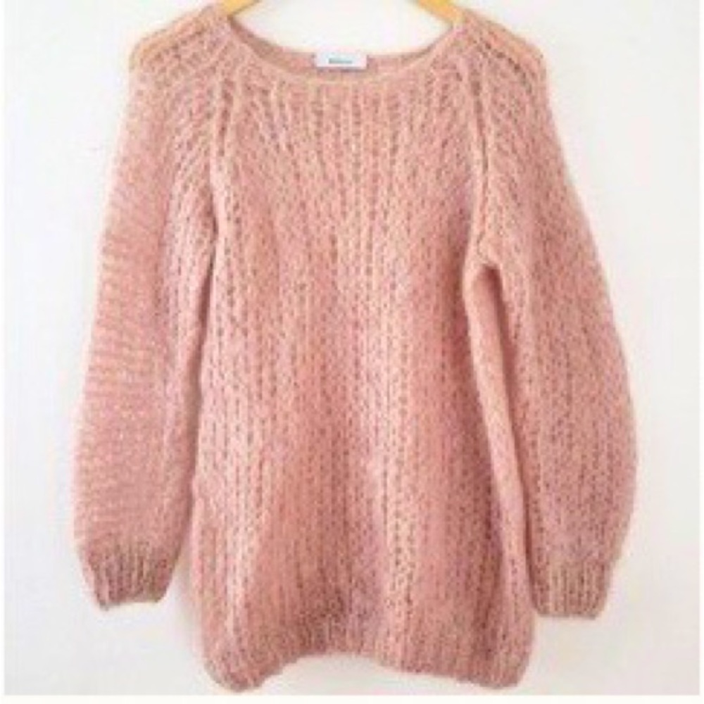 Maiami Basic Mohair Hand-Knitted Luxury Pink Sweater